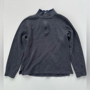 Polo Ralph Lauren Gray Grey Navy Quarter Zip Long Sleeve Pullover Sweater XL